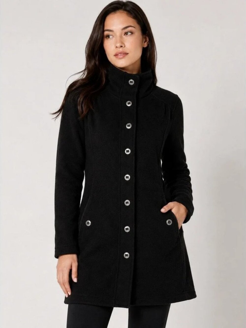 Kuhl Black Alfpaca Fleece Button Front Coat Size M